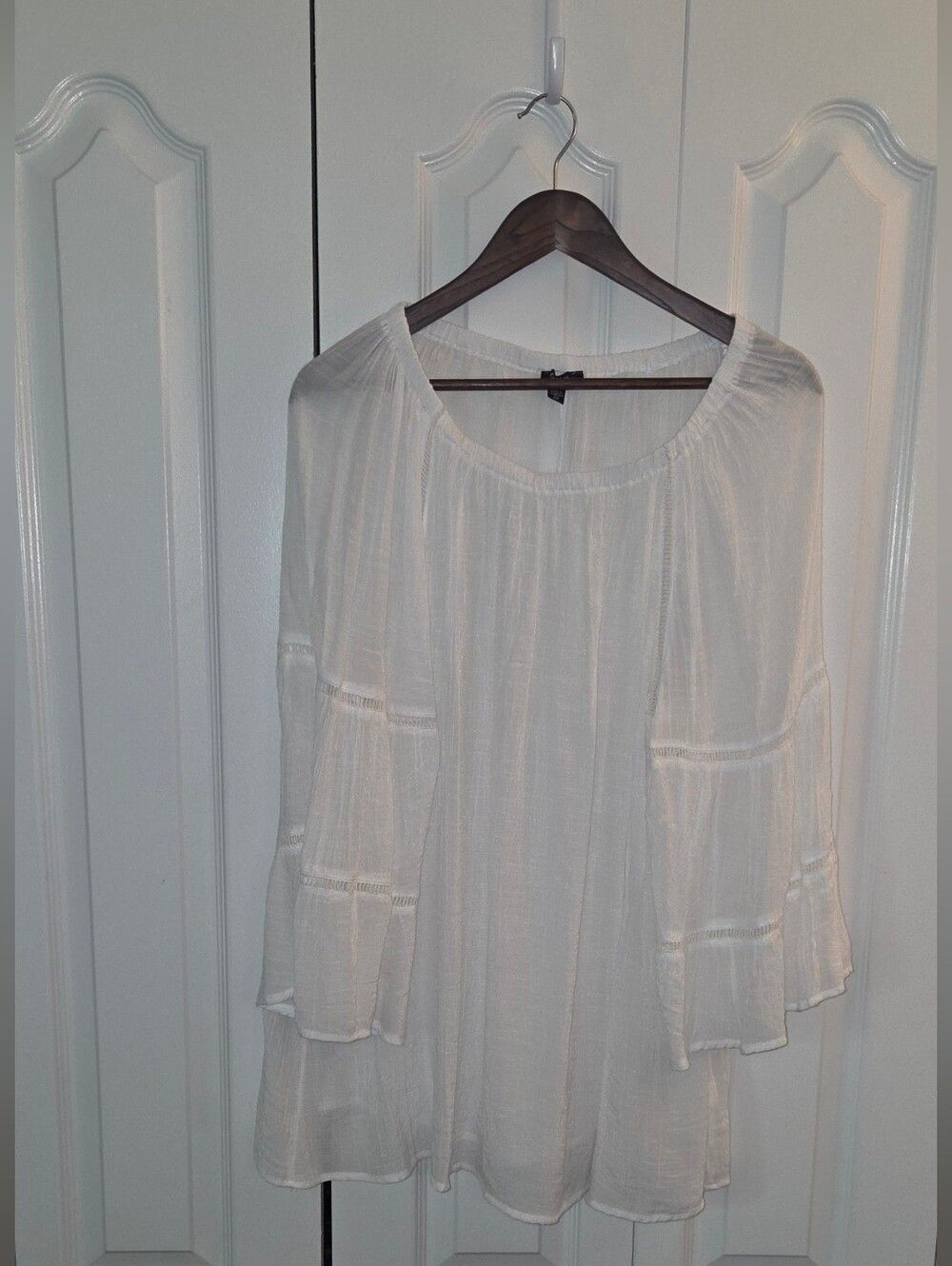 Cocomo Peasant-Style White Blouse Semi-Sheer Womens Size 2X